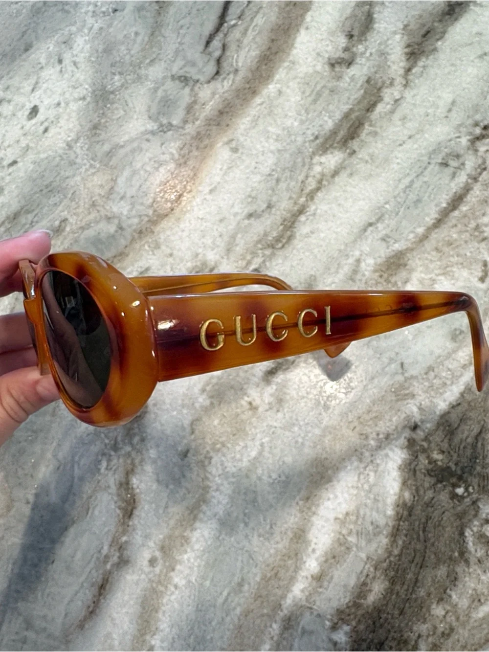 Vintage Designer Tortoiseshell Oval Sunglasses